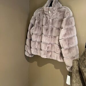 Calvin Klein Faux Fur Jacket in Tan Sz XL NWT
